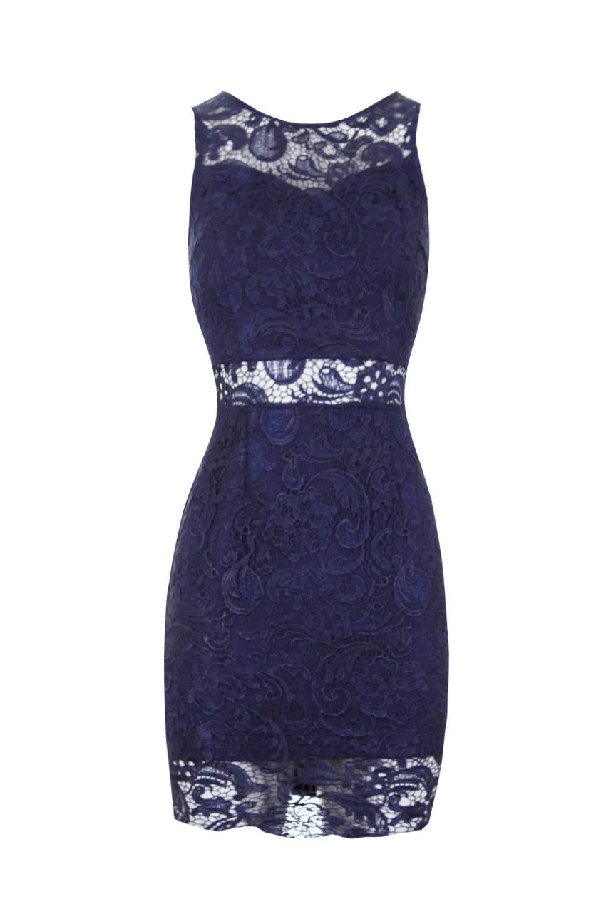 Navy Crochet Embroidered Mini Dress sold by AX Paris product image thumbnail 4