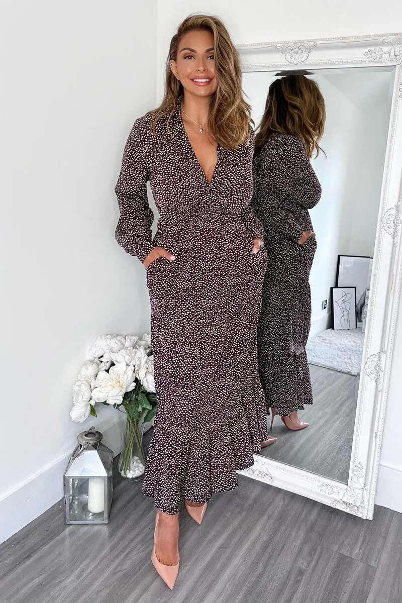 Multi Printed Long Sleeve Wrap Top Smock Midi Dress sold by AX Paris product image thumbnail 2