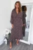 Multi Printed Long Sleeve Wrap Top Smock Midi Dress sold by AX Paris