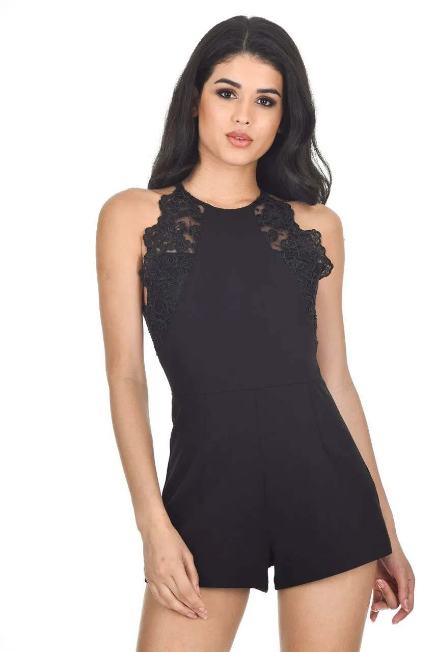 Black Lace Playsuit sold by AX Paris