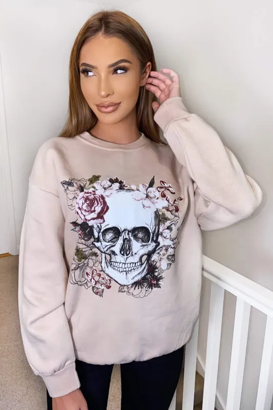 Stone Skull Printed Sweatshirt sold by AX Paris