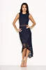 Navy Fishtail Hem Lace Midi Dress sold by AX Paris