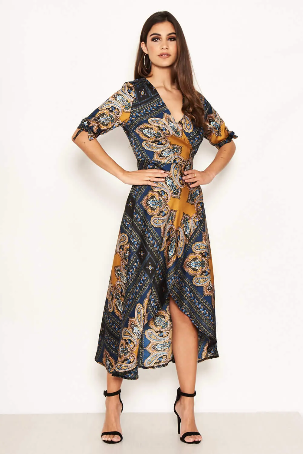 Paisley Tie Waist Wrap Maxi Dress sold by AX Paris product image thumbnail 5