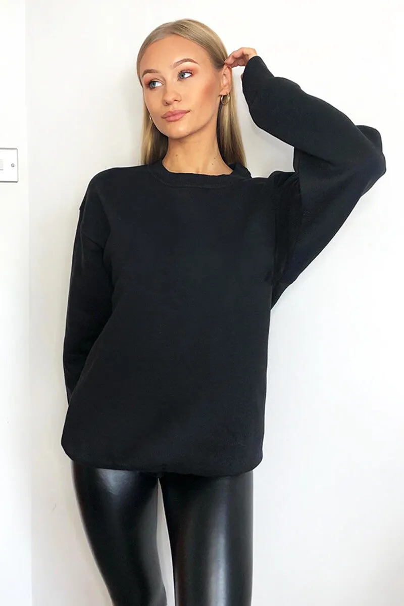 Black Oversized Sweatshirt sold by AX Paris