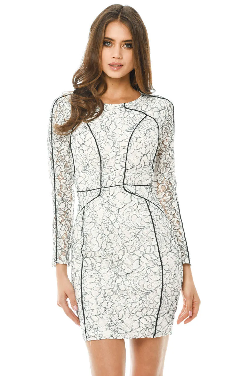 Cream Lace Bodycon Dress sold by AX Paris