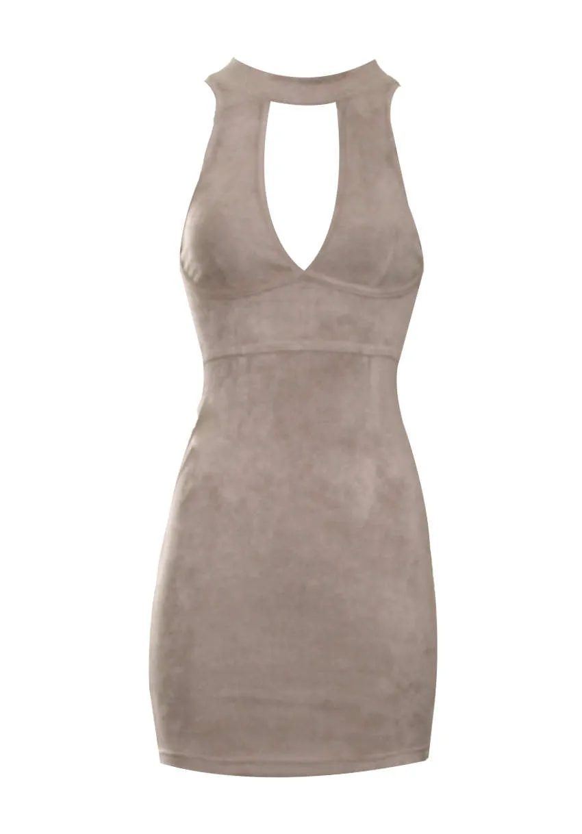 Mocha Faux Suede Mini Dress sold by AX Paris product image thumbnail 4