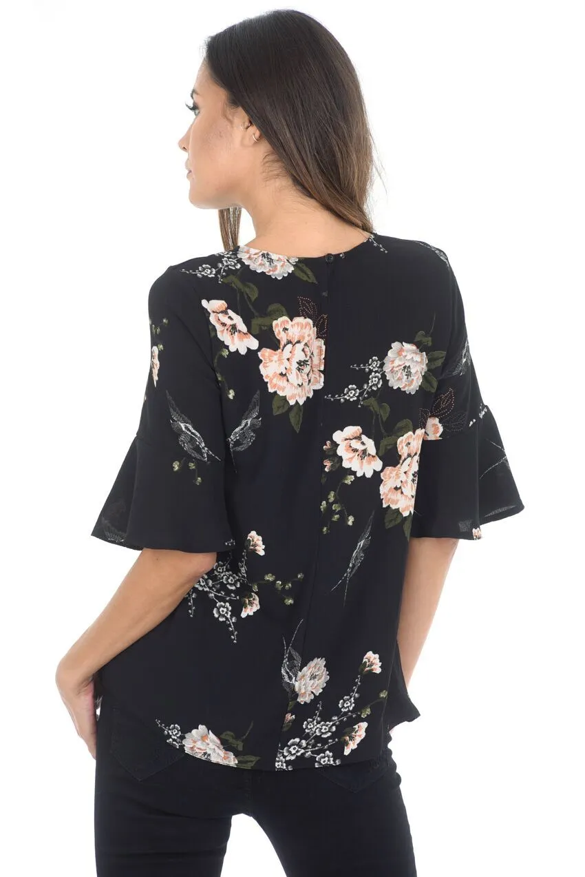 Black Frill Floral Top sold by AX Paris product image thumbnail 3