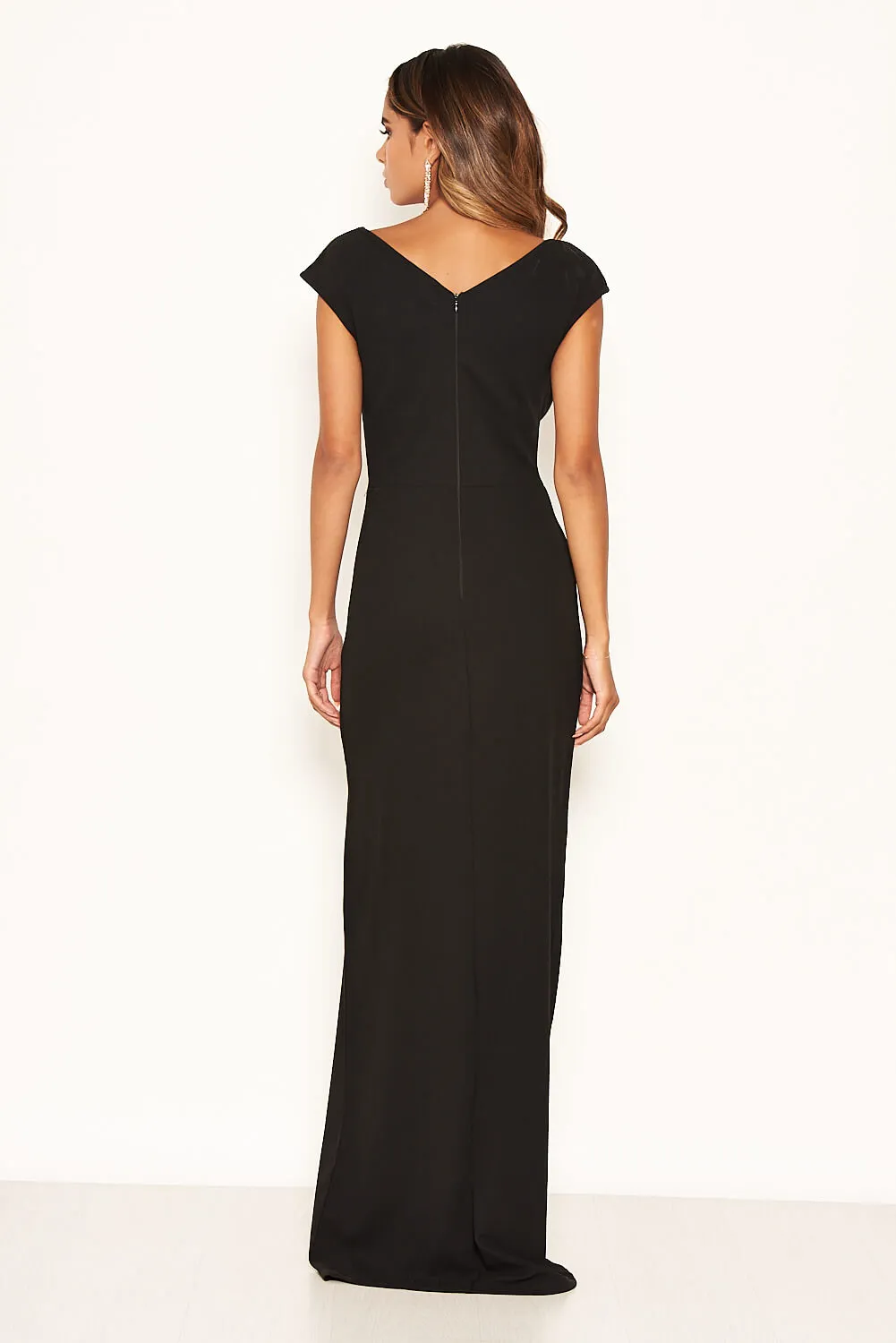 Black Wrap V Neck Slit Maxi Dress sold by AX Paris product image thumbnail 3