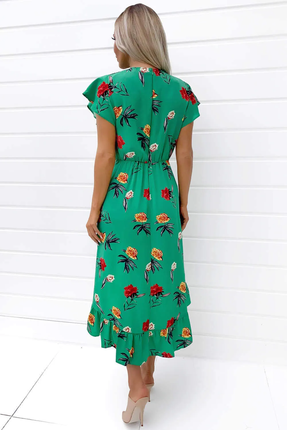 Green Floral Printed Frill Midi Dress sold by AX Paris product image thumbnail 4
