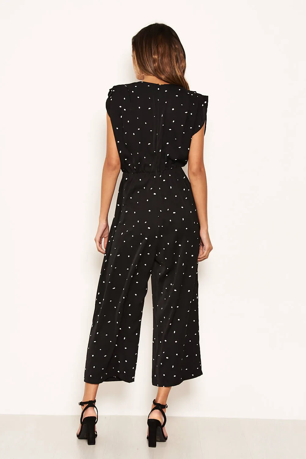 Black Spotty Wrap Culotte Jumpsuit sold by AX Paris product image thumbnail 5