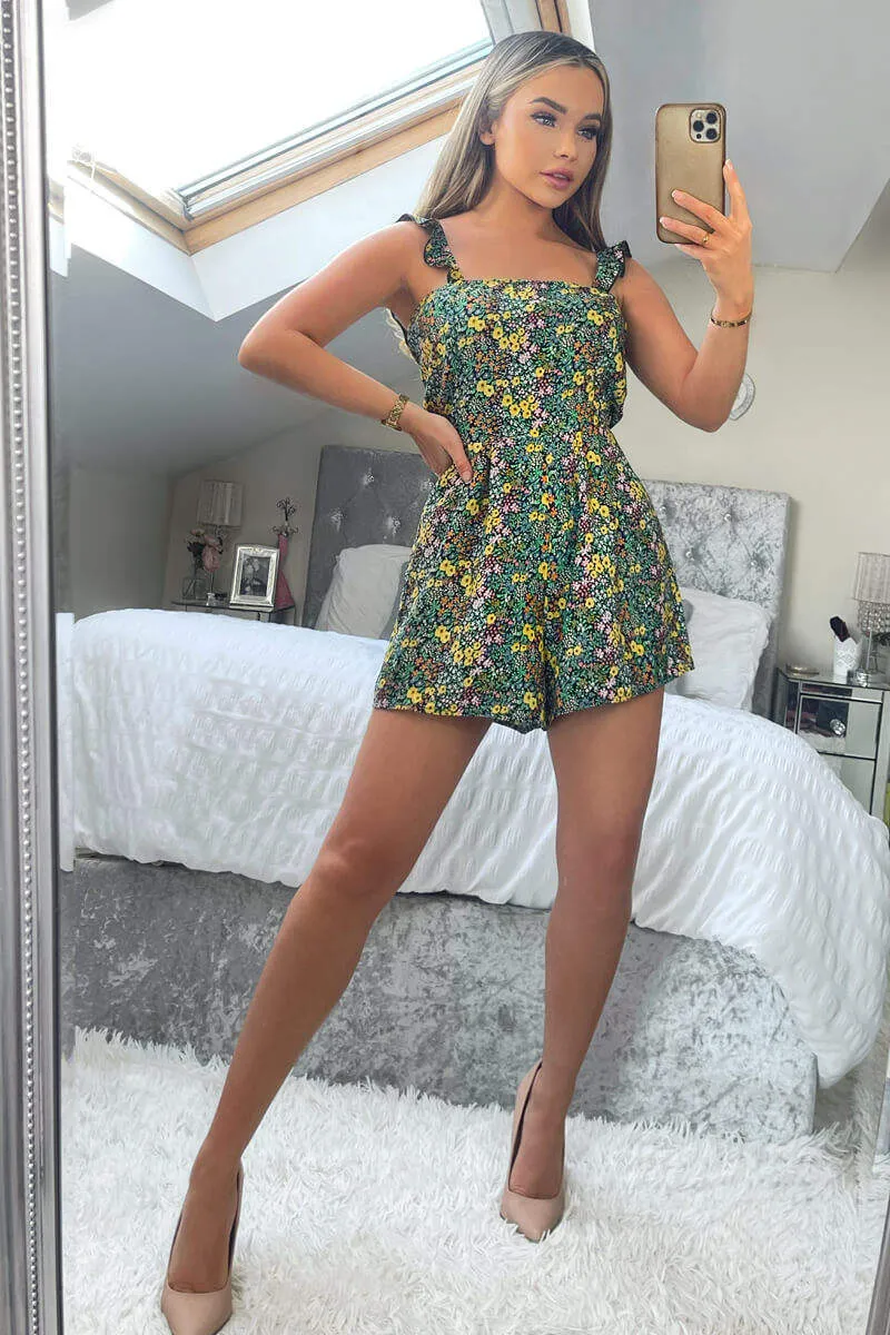 Multi Floral Frill Strap Playsuit sold by AX Paris product image thumbnail 3