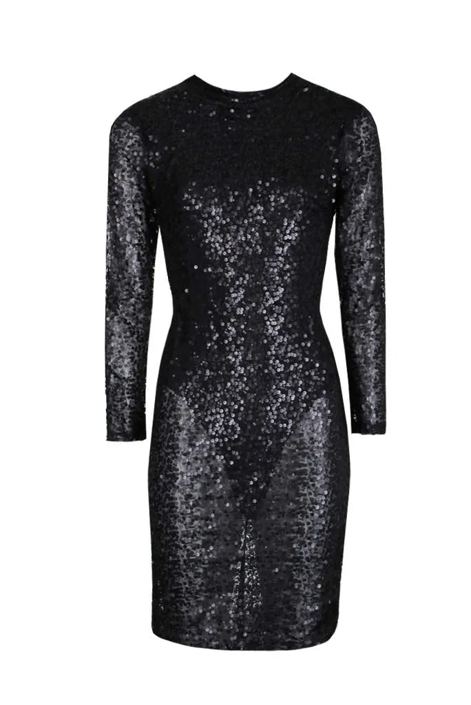 Black Sequin Sleeved Midi Dress sold by AX Paris product image thumbnail 4