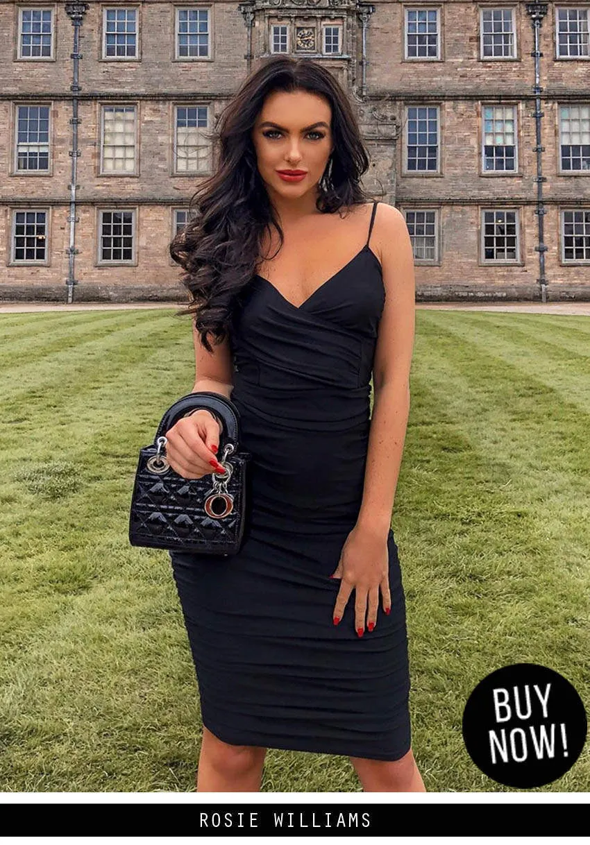 Black Ruched Midi Dress sold by AX Paris