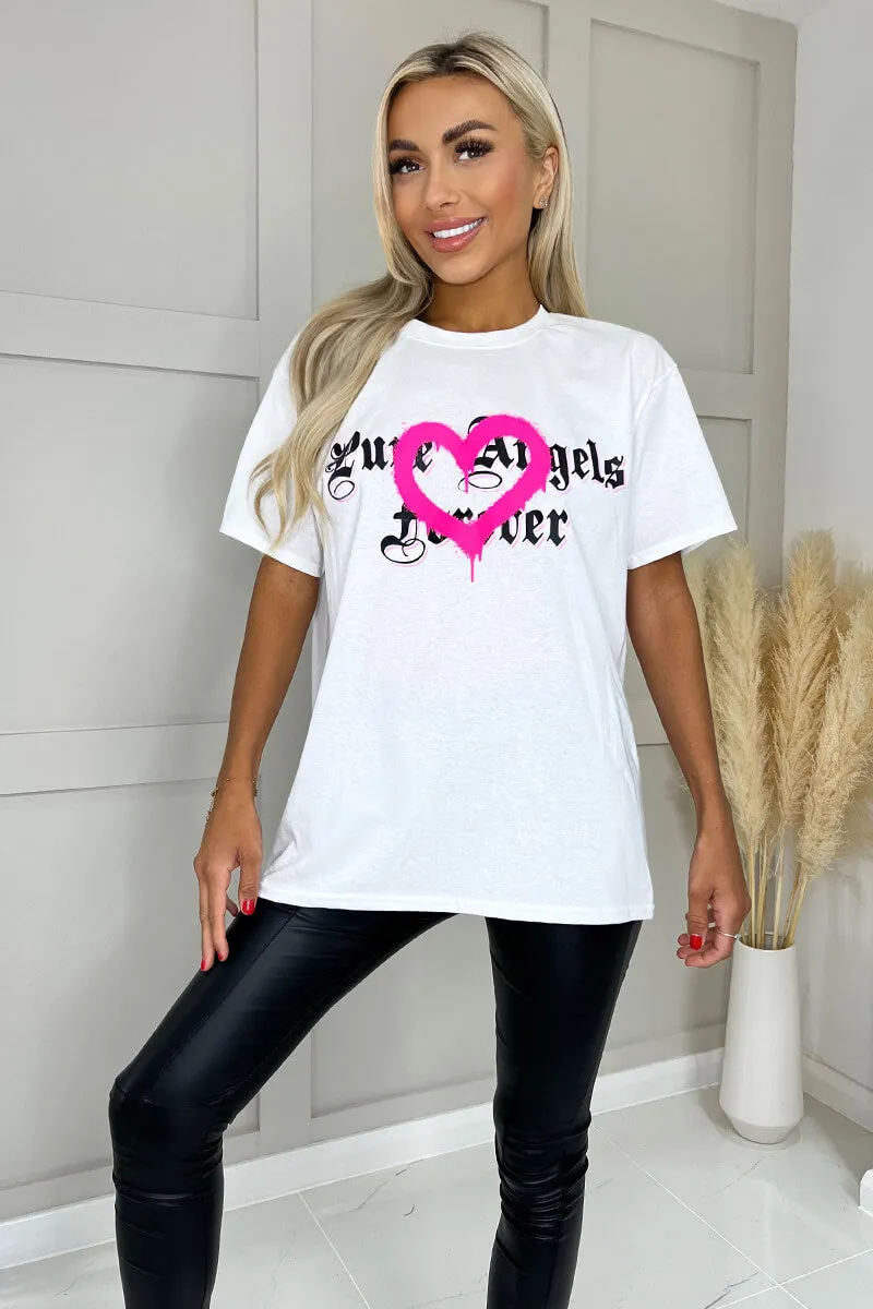 White Pure Angels Slogan T- Shirt sold by AX Paris