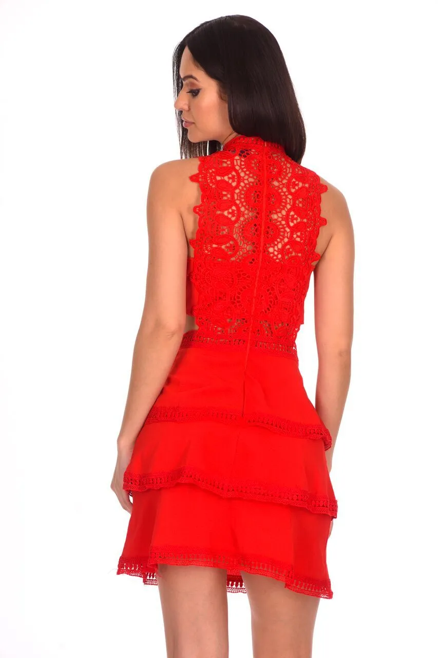 Red Crochet Skater Dress sold by AX Paris product image thumbnail 3