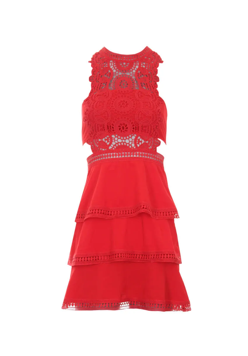 Red Crochet Skater Dress sold by AX Paris product image thumbnail 4