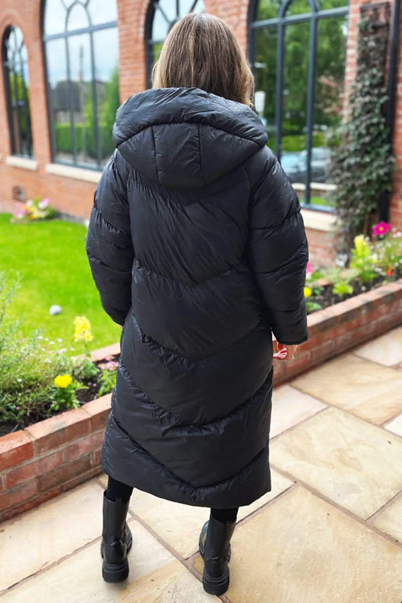 Black Hooded Long Puffer Coat sold by AX Paris product image thumbnail 5