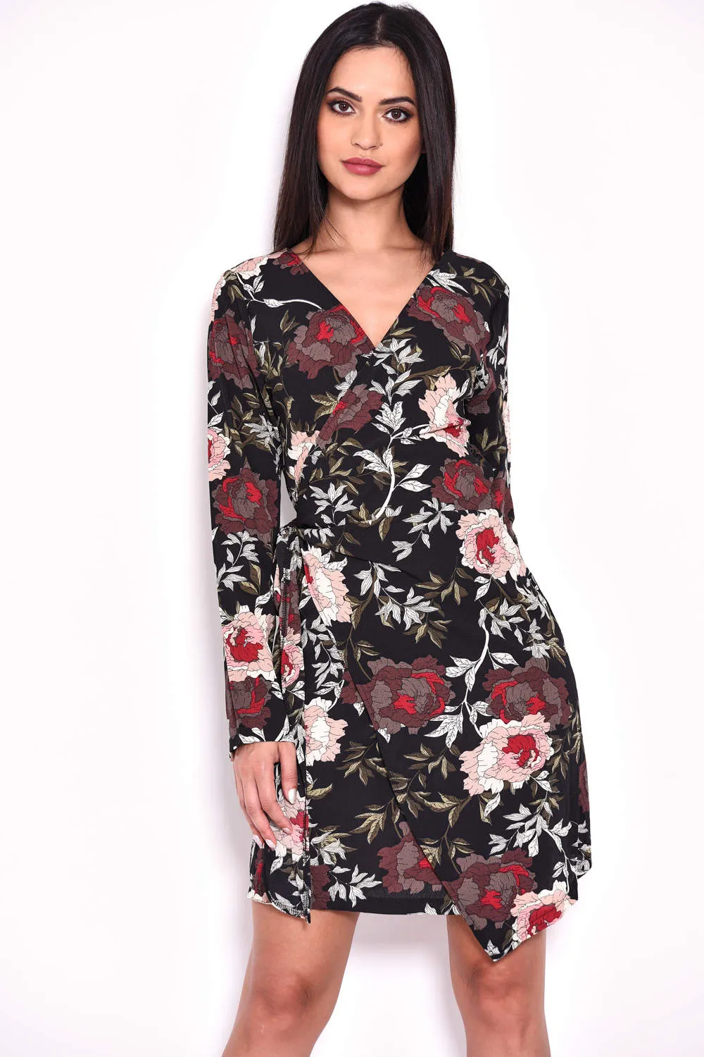 Black Floral Wrap Dress sold by AX Paris product image thumbnail 4