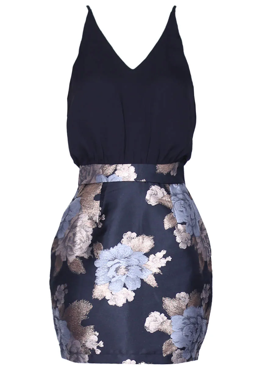 Black 2 in1 Floral Metallic Mini Dress sold by AX Paris product image thumbnail 4
