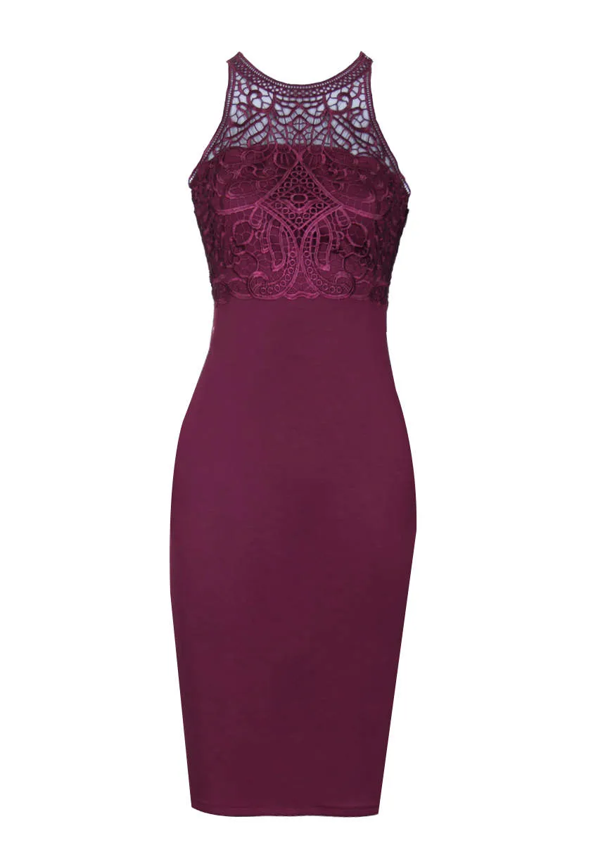 Plum Crochet High Neck Midi Dress sold by AX Paris product image thumbnail 4