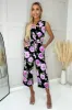 Black And Lilac Floral Printed Tie Waist Jumpsuit sold by AX Paris
