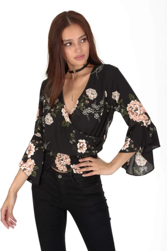Floral Flared Sleeve Top sold by AX Paris