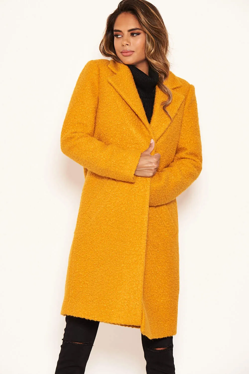 Mustard Long Teddy Coat sold by AX Paris product image thumbnail 5