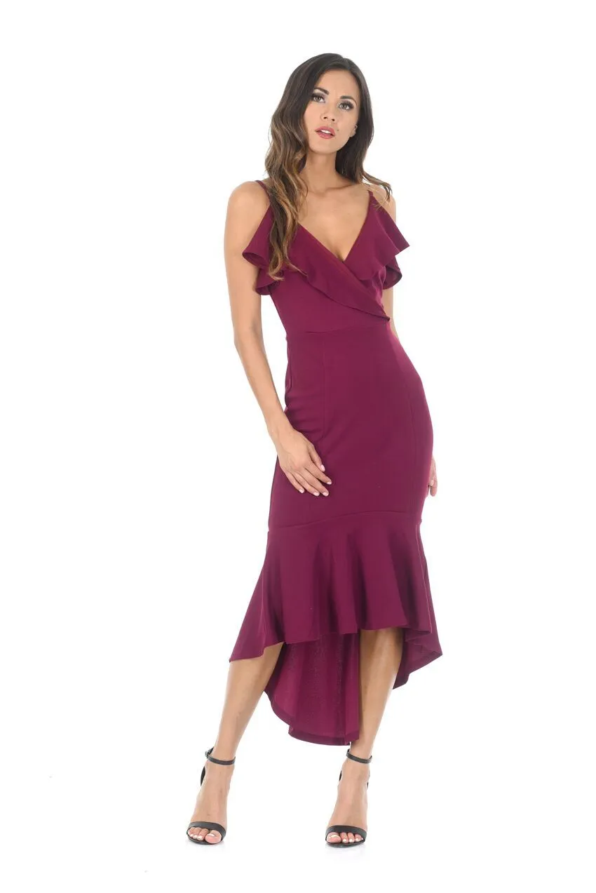 Plum Wrap Fishtail Midi Dress sold by AX Paris product image thumbnail 2