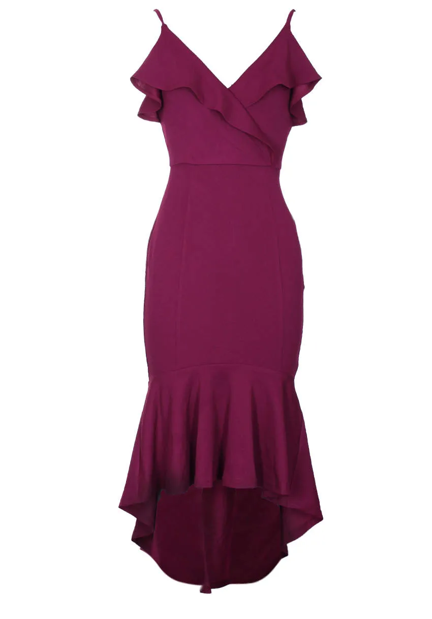 Plum Wrap Fishtail Midi Dress sold by AX Paris product image thumbnail 4