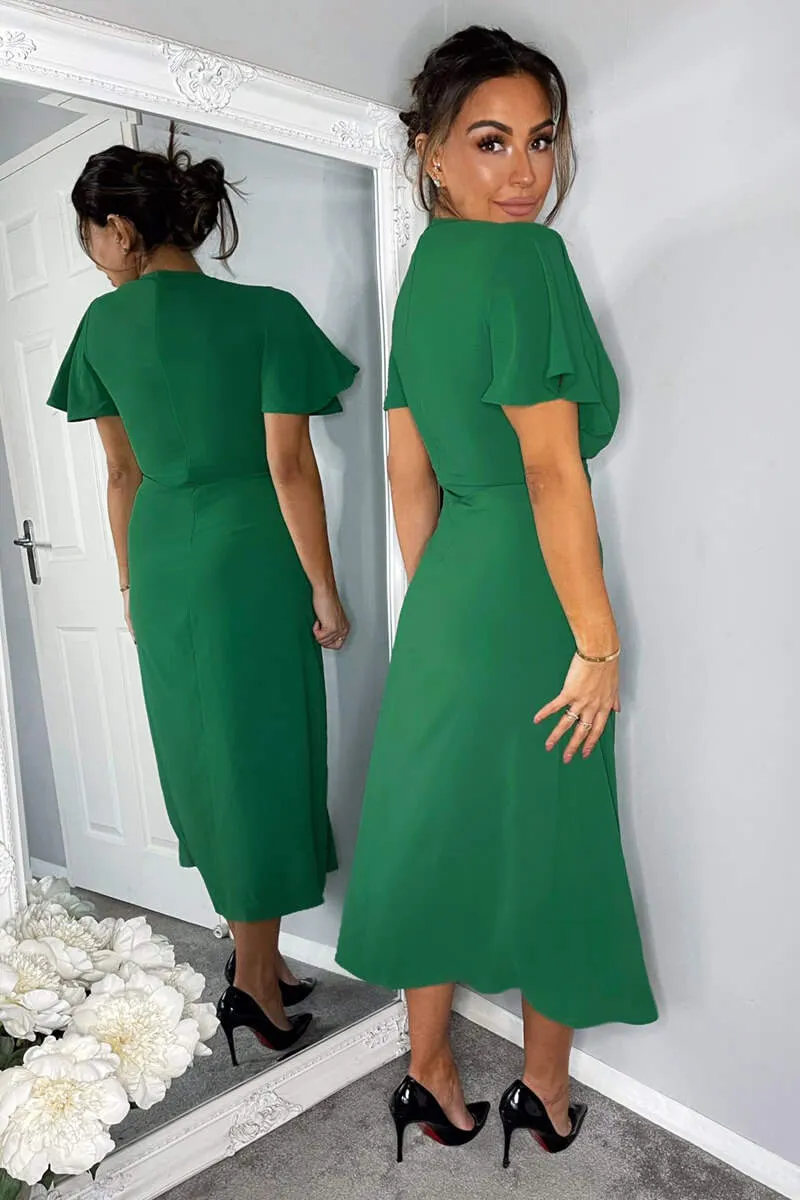 Green Ruched Split Leg Midi Dress sold by AX Paris product image thumbnail 4