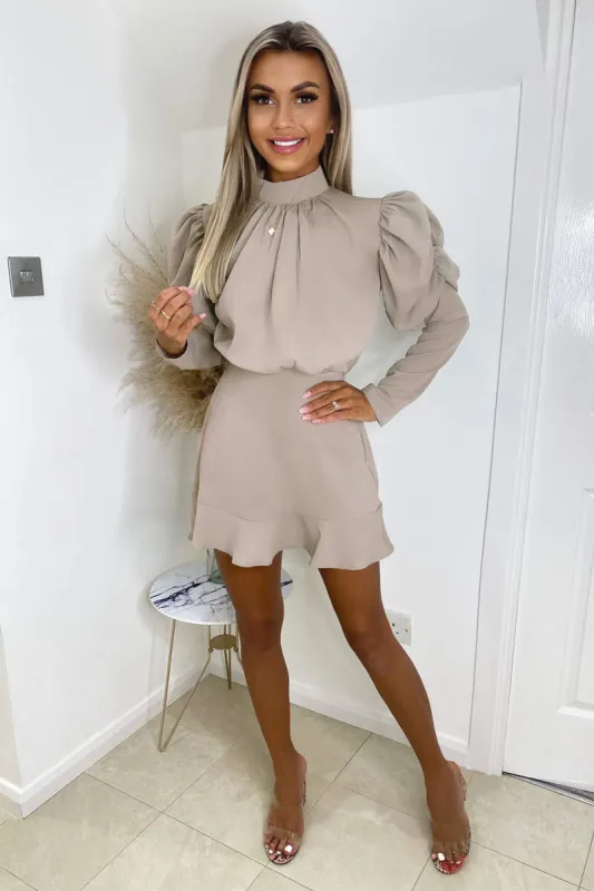 Oyster Puff Sleeve Skater Dress sold by AX Paris