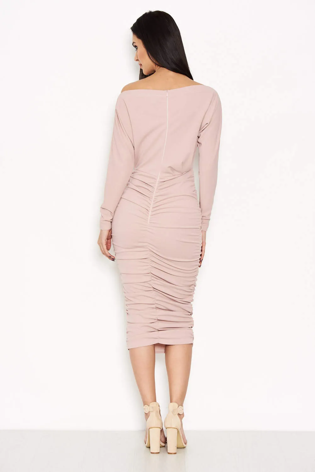 Mushroom Off Shoulder Ruched Dress sold by AX Paris product image thumbnail 3
