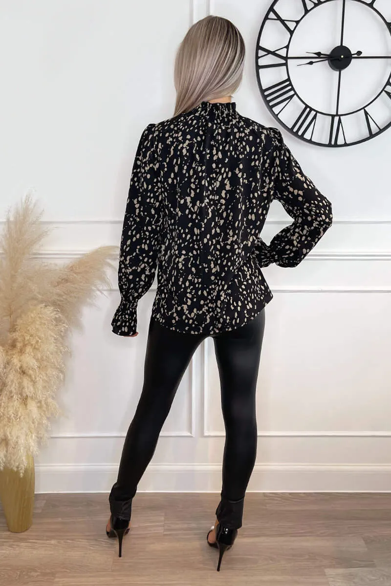 Black and Stone Animal Print High Neck Blouse sold by AX Paris product image thumbnail 5