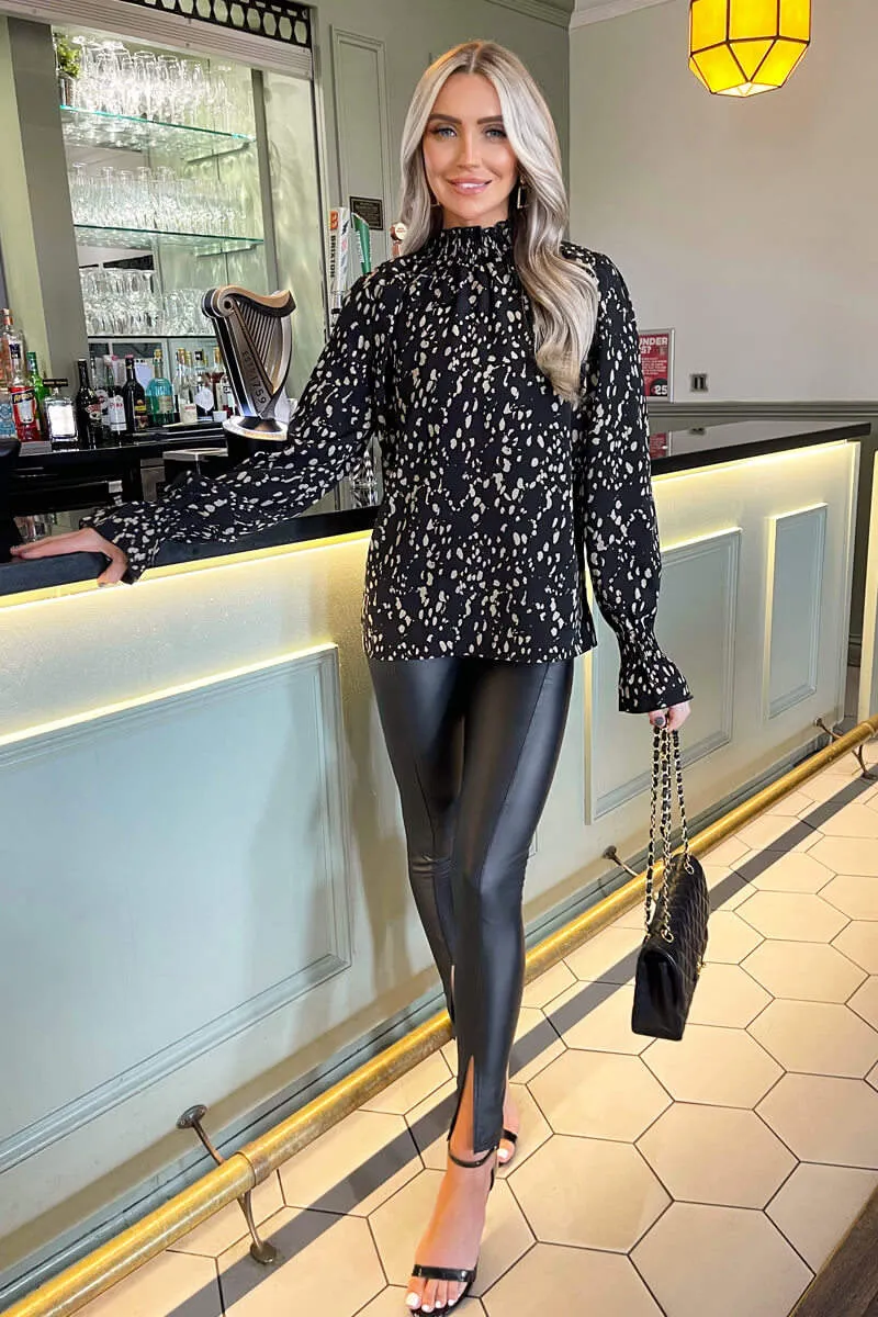 Black and Stone Animal Print High Neck Blouse sold by AX Paris product image thumbnail 2