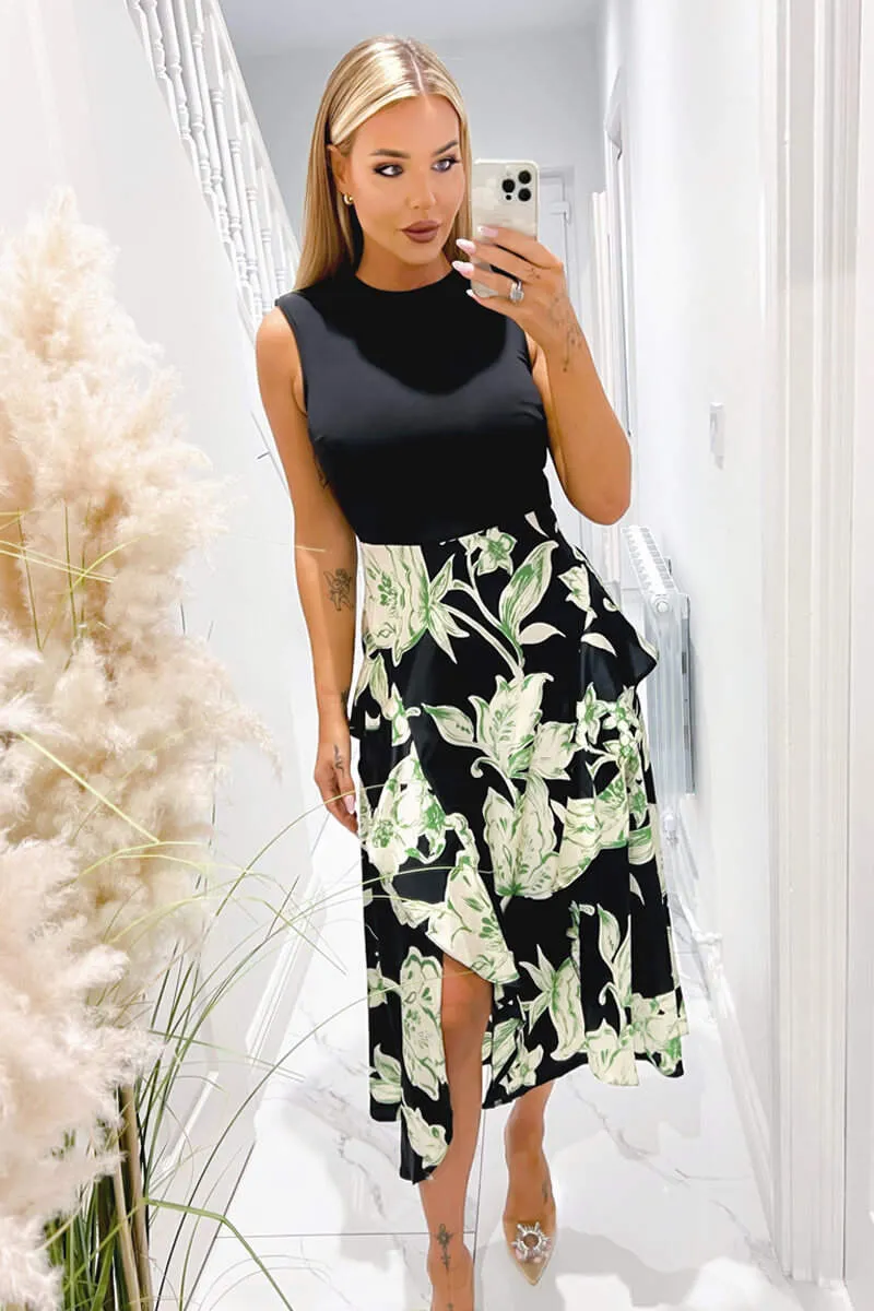 Multi Floral 2 In 1 Frill Split Midi Dress sold by AX Paris