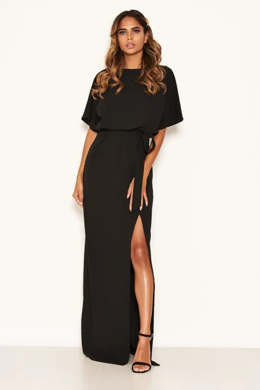 Black Tie Waist Maxi Dress sold by AX Paris