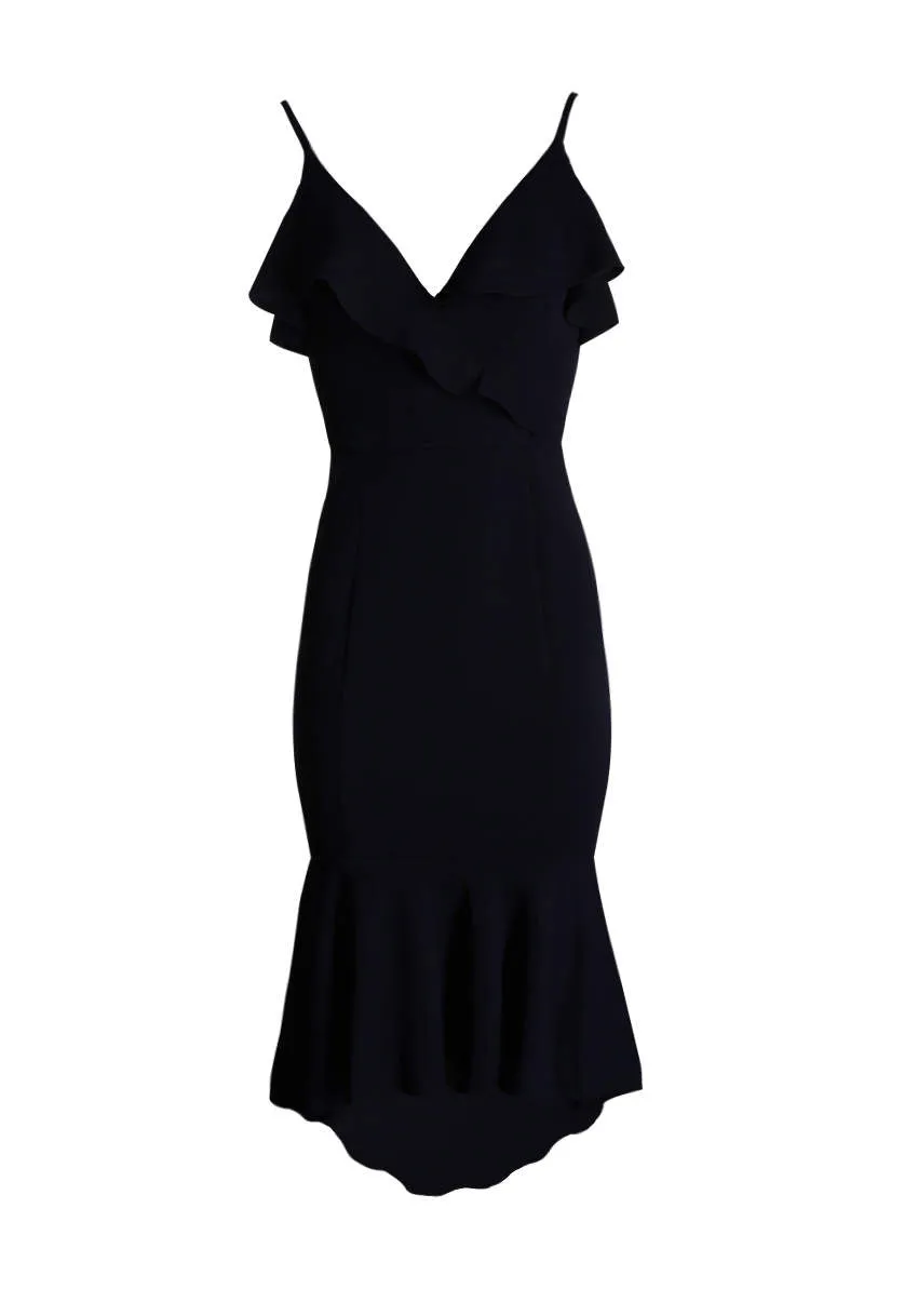 Navy Wrap Fishtail Midi Dress sold by AX Paris product image thumbnail 4