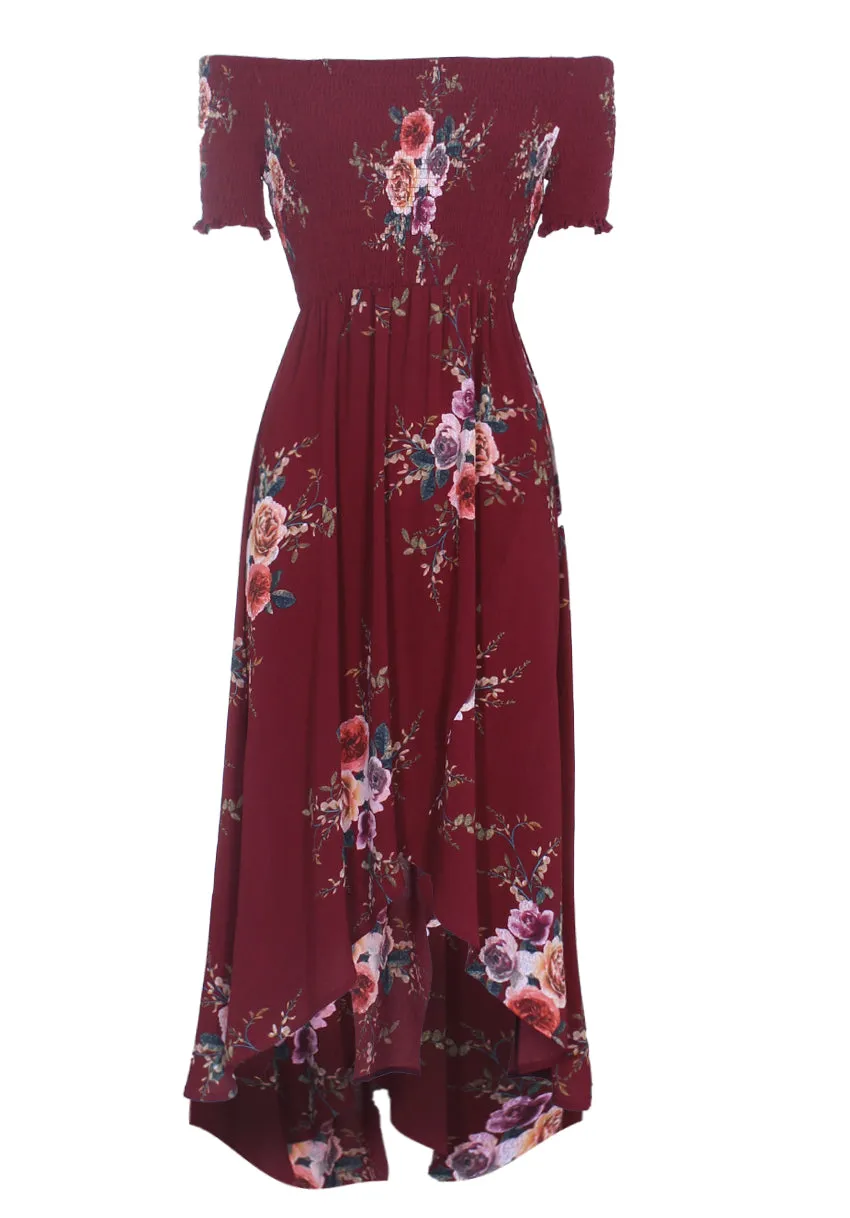 Rust Floral Bardot Printed Dress sold by AX Paris product image thumbnail 4