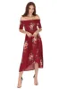 Rust Floral Bardot Printed Dress sold by AX Paris