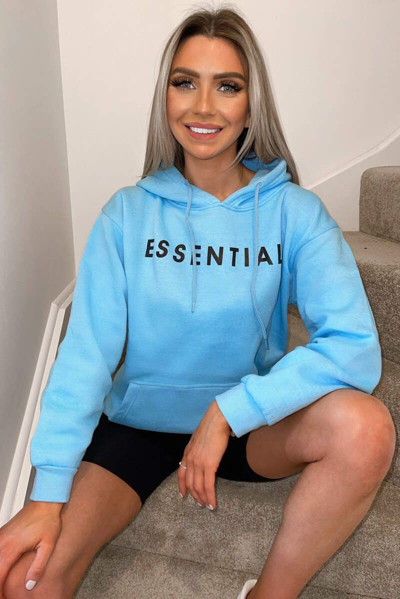 Baby Blue Essential Oversized Hoodie sold by AX Paris product image thumbnail 4