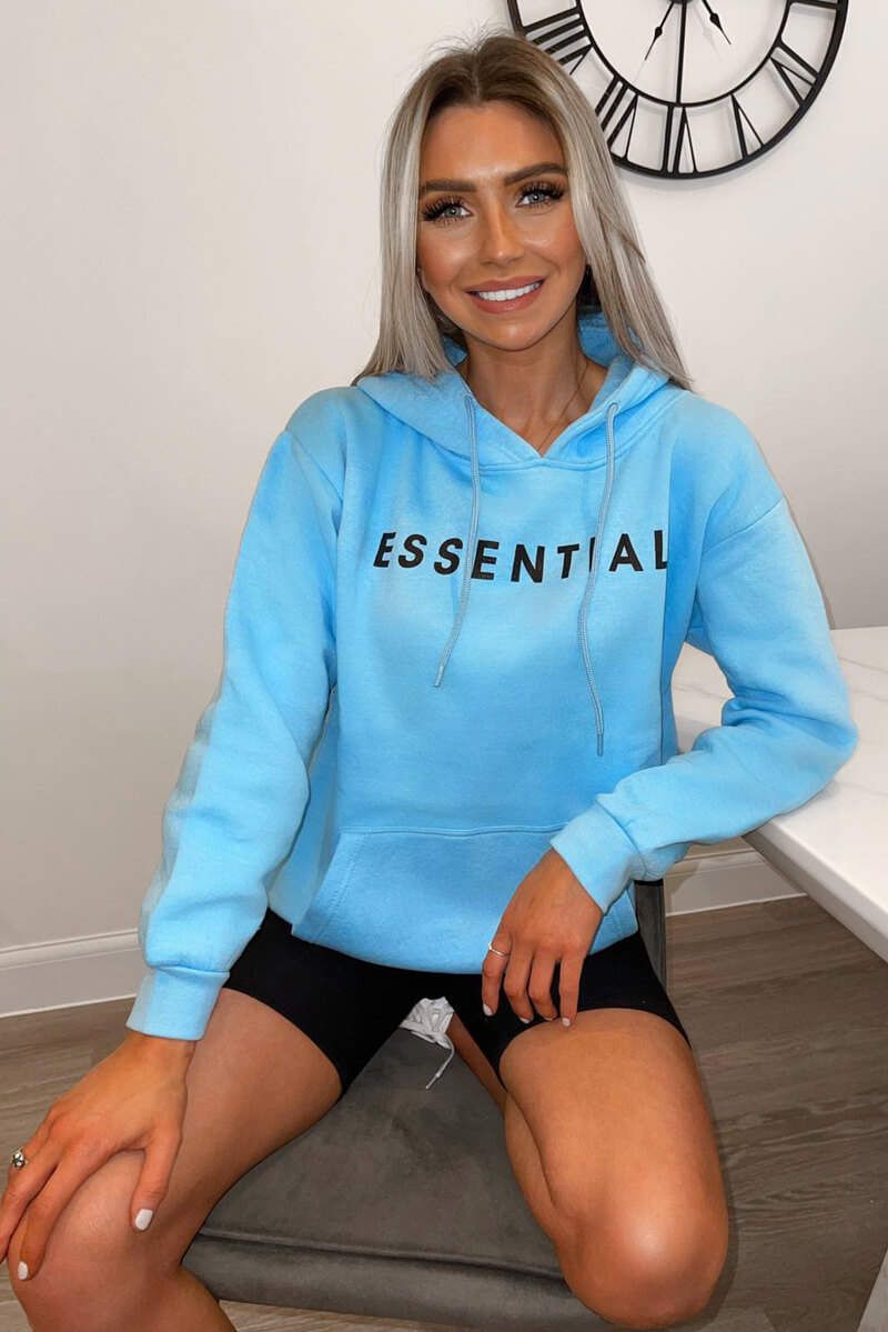 Baby Blue Essential Oversized Hoodie sold by AX Paris
