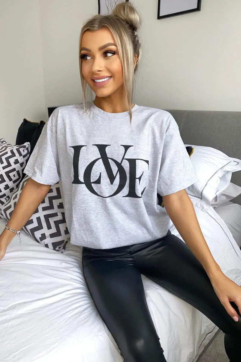 Grey Love Oversized Tee sold by AX Paris
