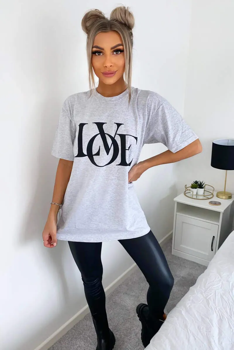 Grey Love Oversized Tee sold by AX Paris product image thumbnail 2