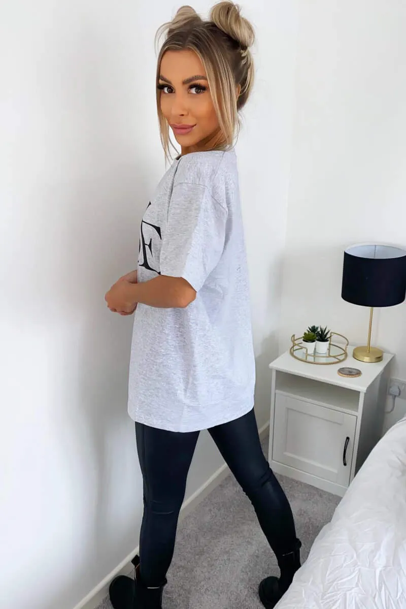 Grey Love Oversized Tee sold by AX Paris product image thumbnail 3