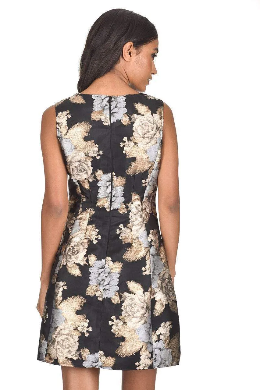 Black Floral Metallic Skater Dress sold by AX Paris product image thumbnail 3