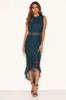 Teal Fishtail Hem Lace Midi Dress sold by AX Paris