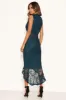 Teal Fishtail Hem Lace Midi Dress sold by AX Paris