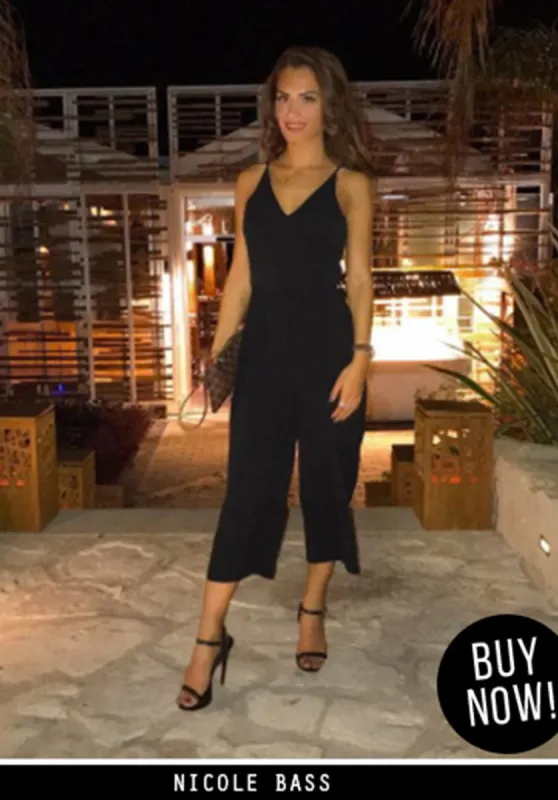 Black Spaghetti Strap Jumpsuit sold by AX Paris