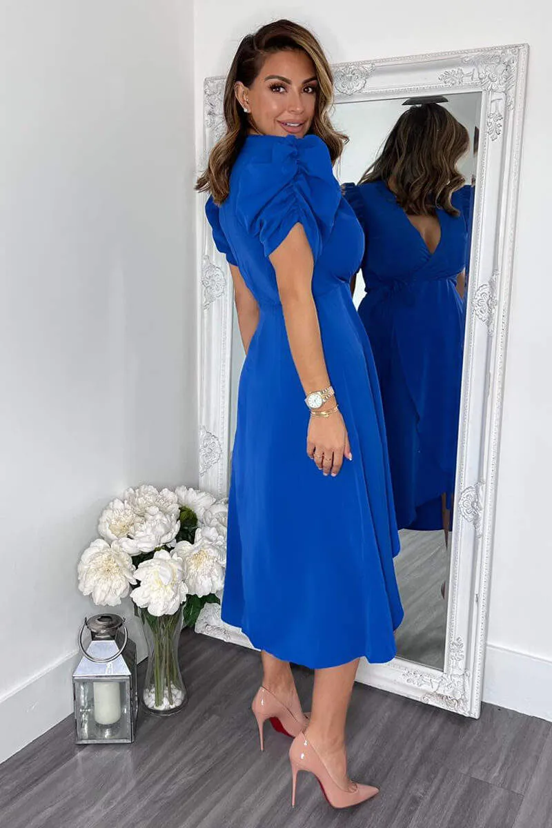 Blue Wrap Over Tie Midi Dress sold by AX Paris product image thumbnail 5