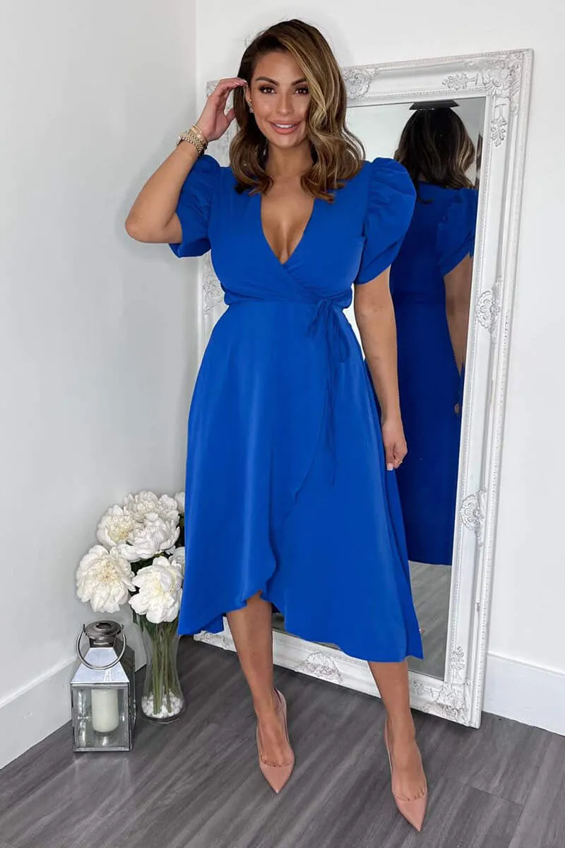 Blue Wrap Over Tie Midi Dress sold by AX Paris product image thumbnail 2